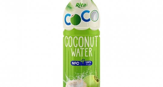 Pure coconut water in a PET bottle