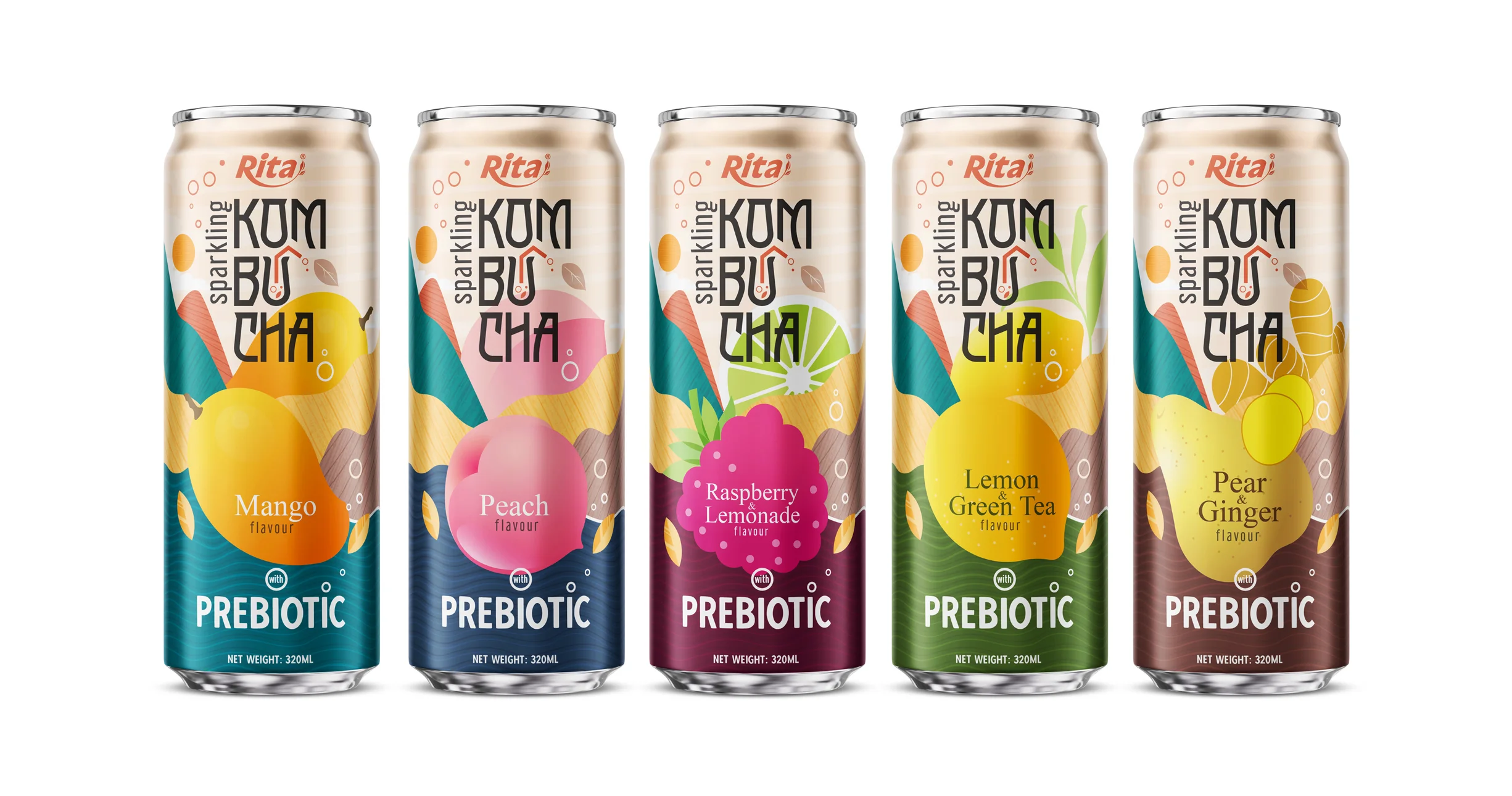 Poster Sparkling Kombucha Prebiotic 320ml can 01