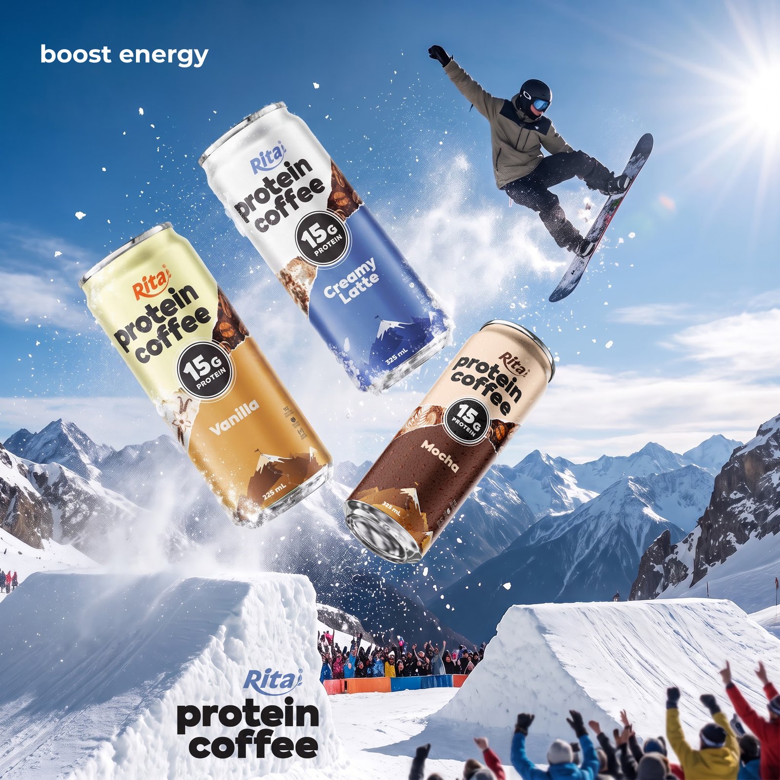 Rita Protein Coffee 15g – Ready-to-Drink High Protein Coffee Vanilla 325ml Can Poster 1