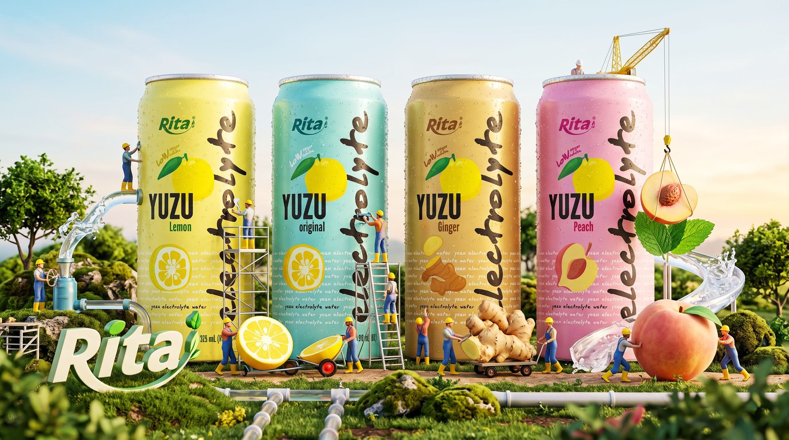 Yuzu Electrolyte Water Drink 325ml Low Sugar Hydration Beverage Poster 2