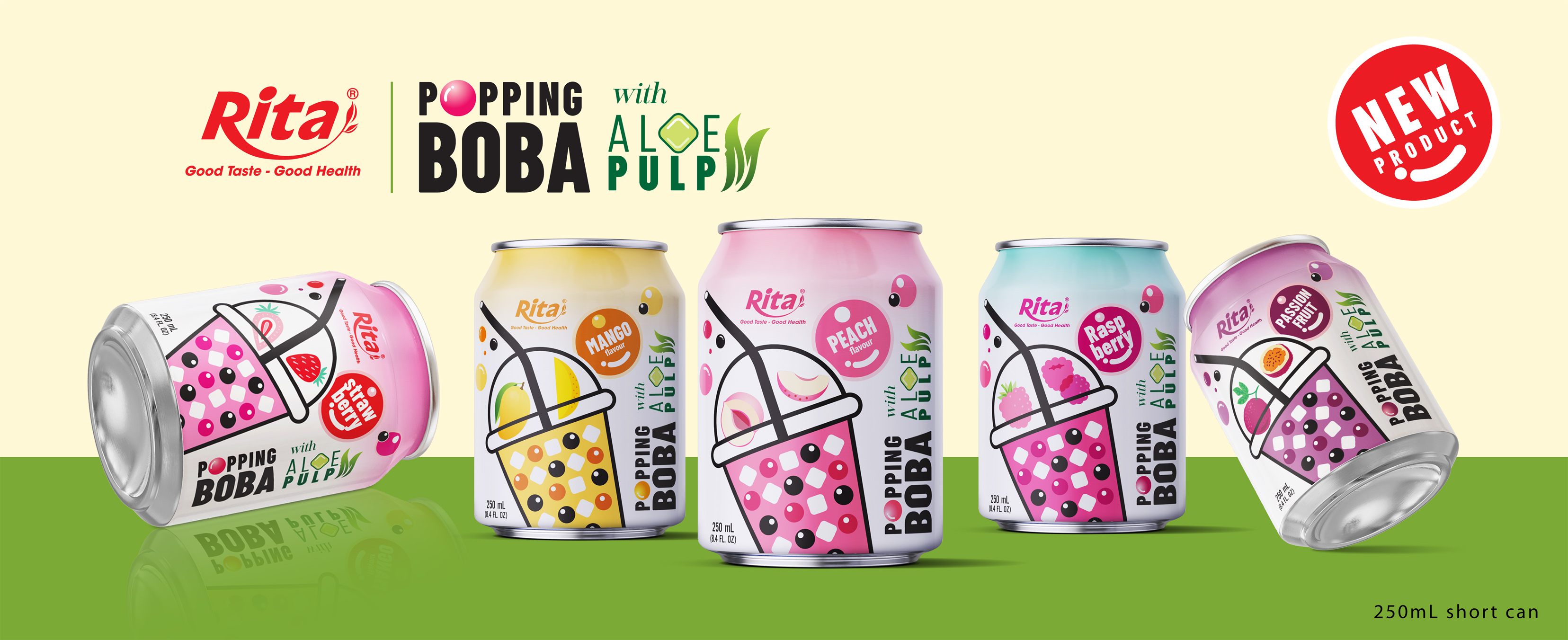 8.4 fl oz RITA brand Popping Boba with Aloe Pulp and tropical fruit