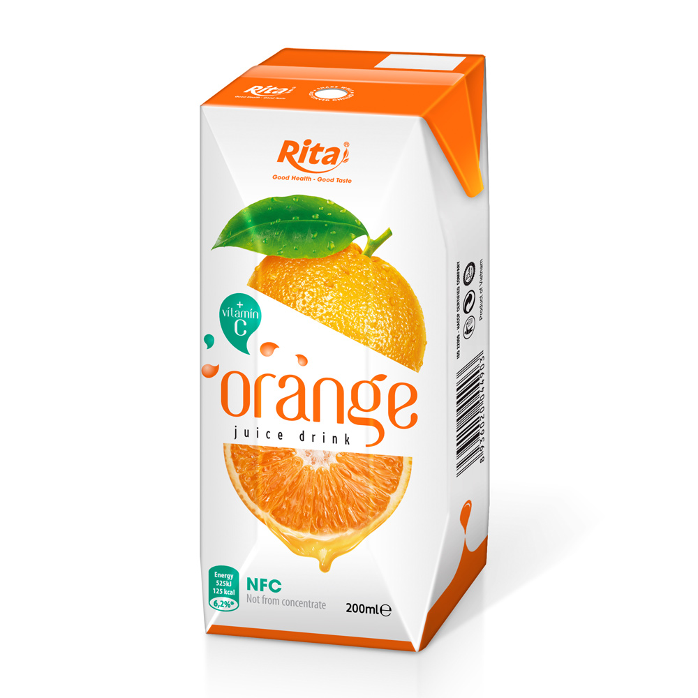 Oem Product 200ml Paper Box Natural Orange Juice Beverage Manufacturer