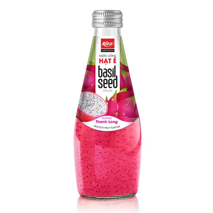 Dragon Fruit Flavor Basil Seed Drink 290ml Glass Bottle Beverage