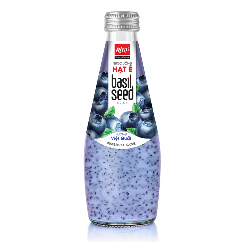 Blueberry Flavor Basil Seed Drink 290ml Glass Bottle Beverage