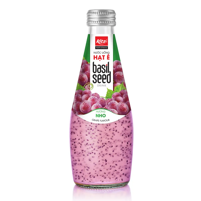 Grape Flavor Basil Seed Drink 290ml Glass Bottle Beverage