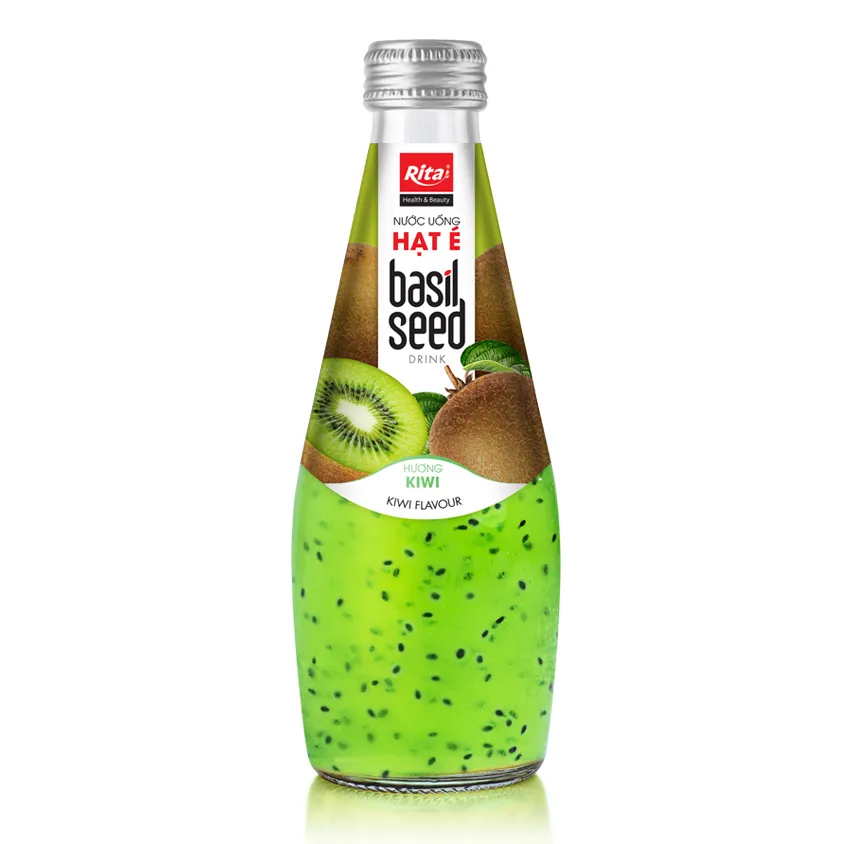 Kiwi Flavor Basil Seed Drink 290ml Glass Bottle Beverage