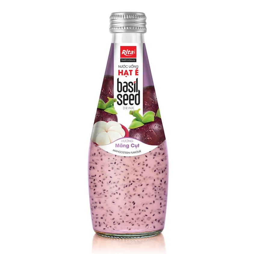 Mangosteen Flavor Basil Seed Drink 290ml Glass Bottle Beverage