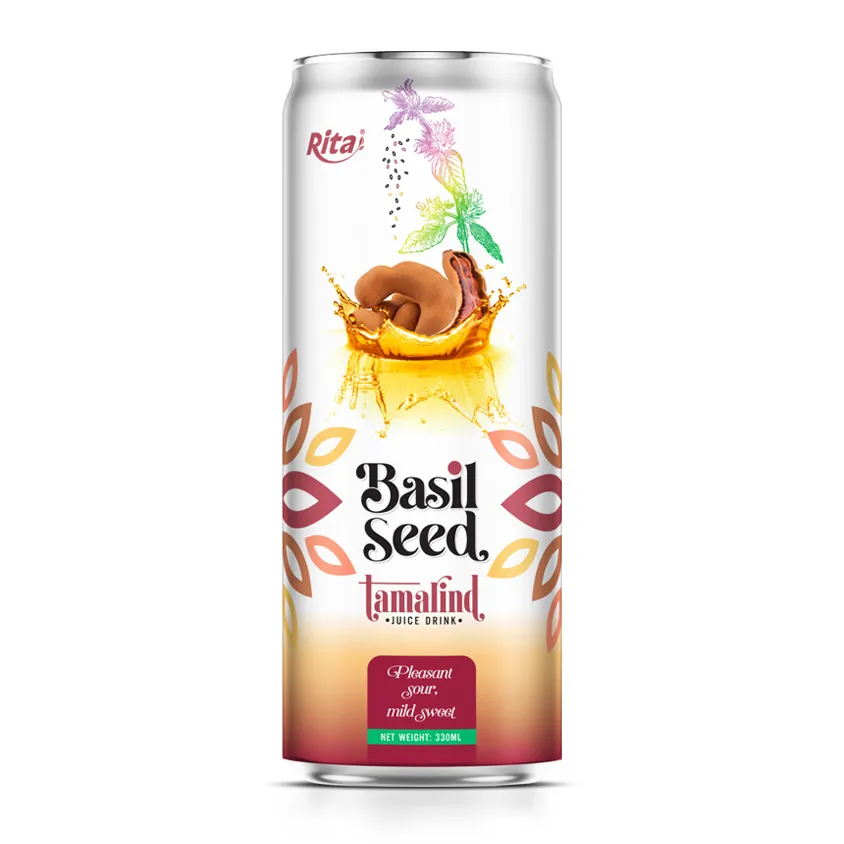 Supplier Basil Seed Drink With Tamarind Flavor 330ml Can Rita