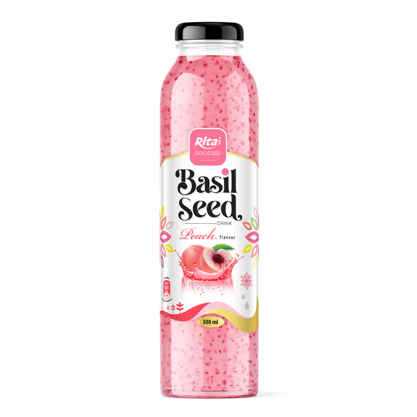 Basil seed drink 300ml glass peach