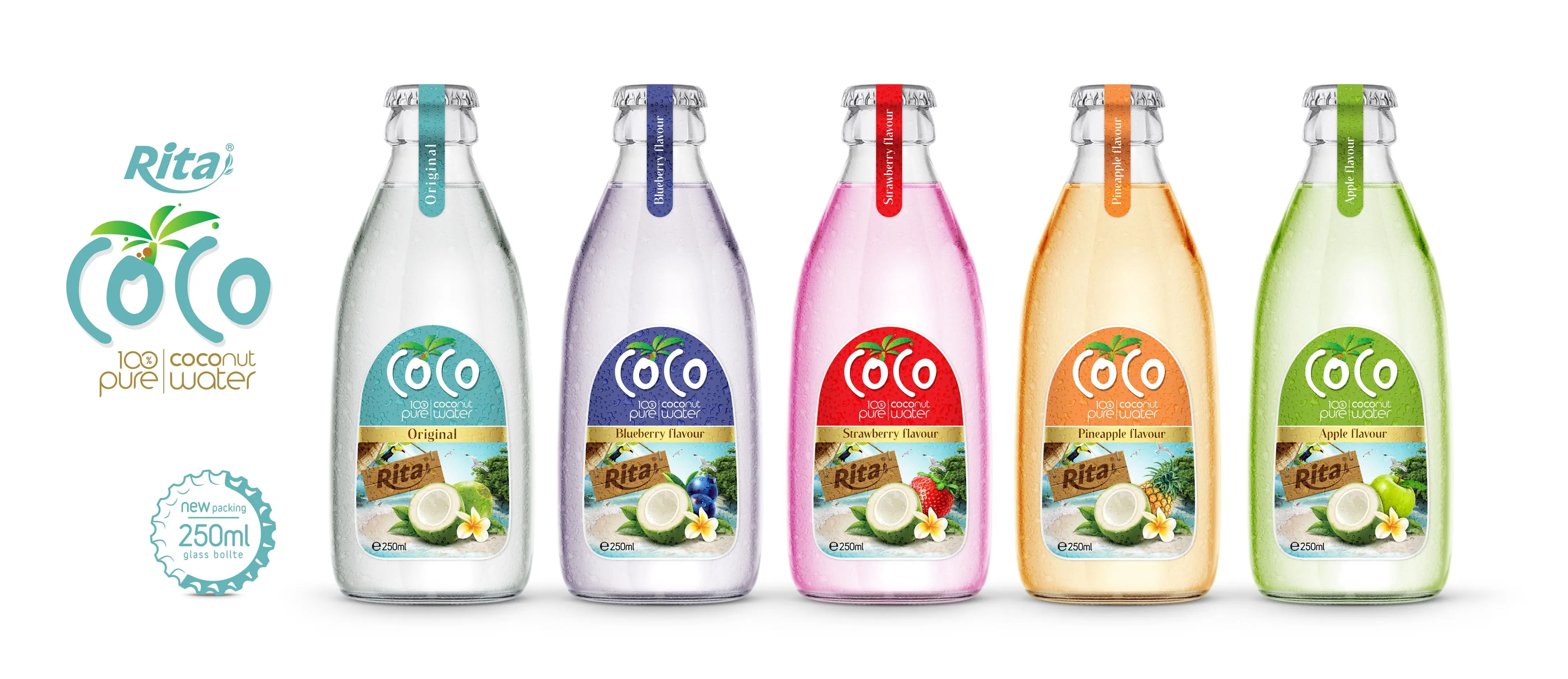 Poster 250ml glass bottle Coco water min