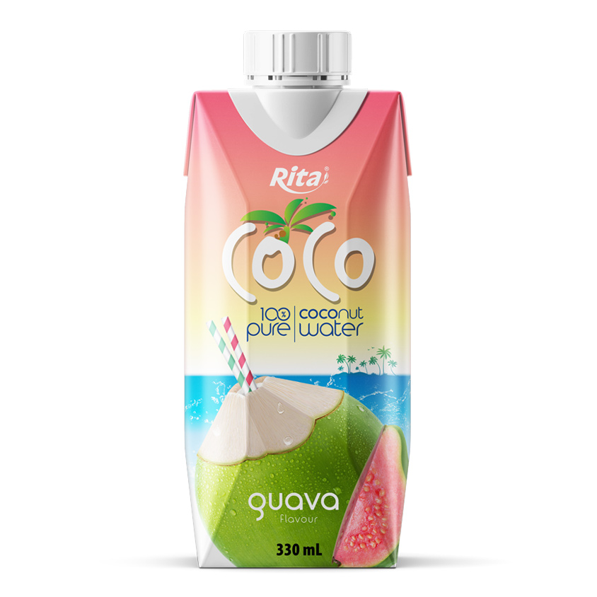 COCO 100 pure coconut water with guava flavour 330ml Paper box