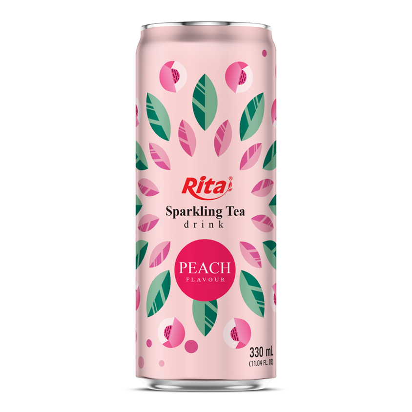 Best Sparkling Tea drink peach flavour 330ml sleek can