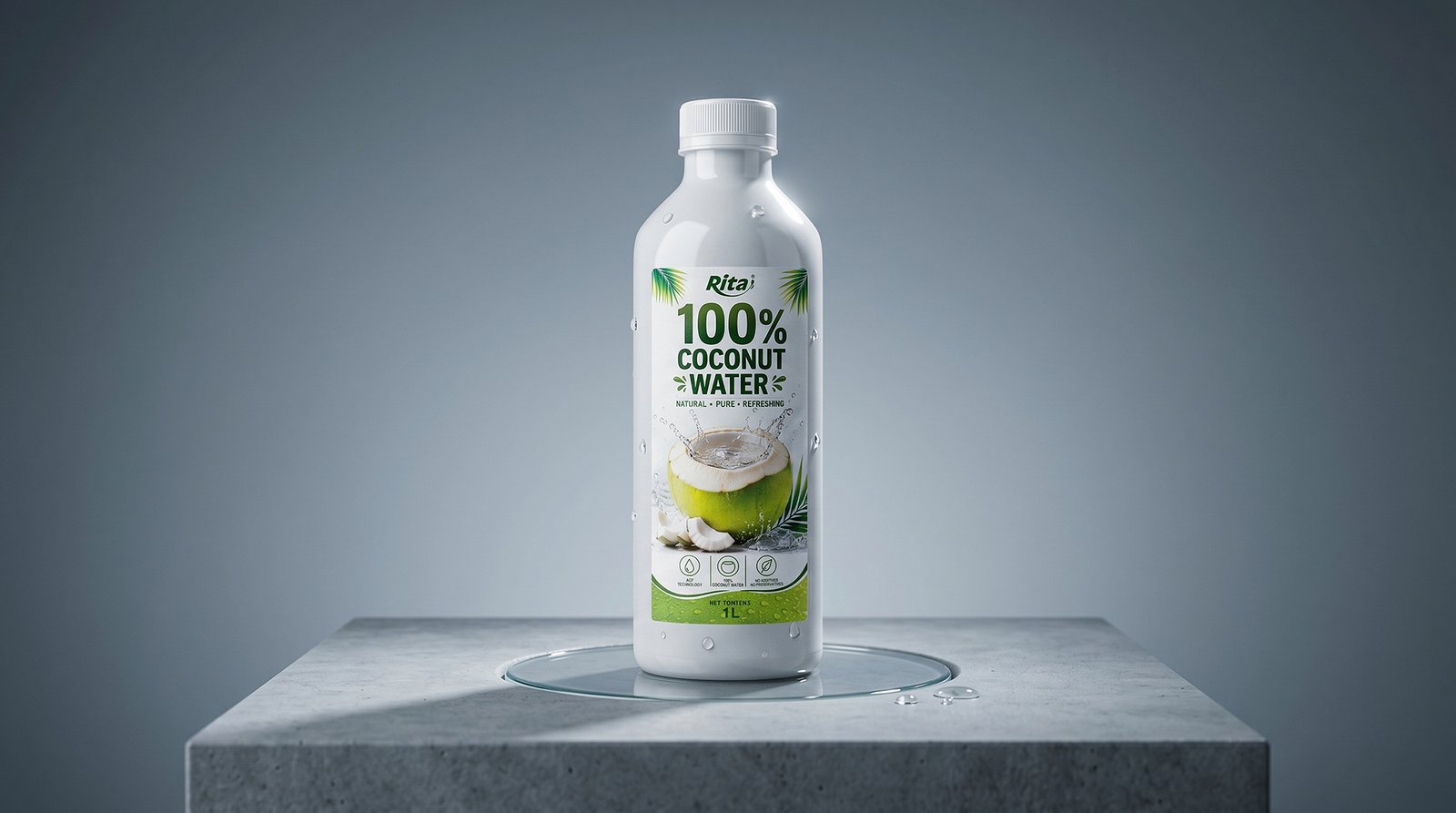100% Pure Young Coconut Water 1L PET Bottle Wholesale Poster 1