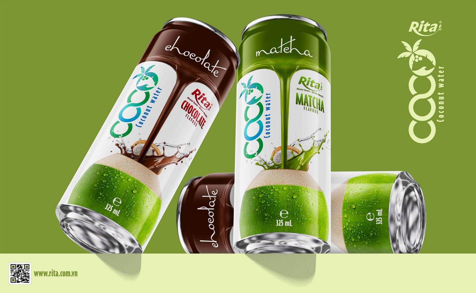 Coconut water with Matcha Flavor 325ml sleek can Poster 2