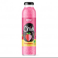 10.6 fl oz glass bottle mix chia seeds with strawberry juice