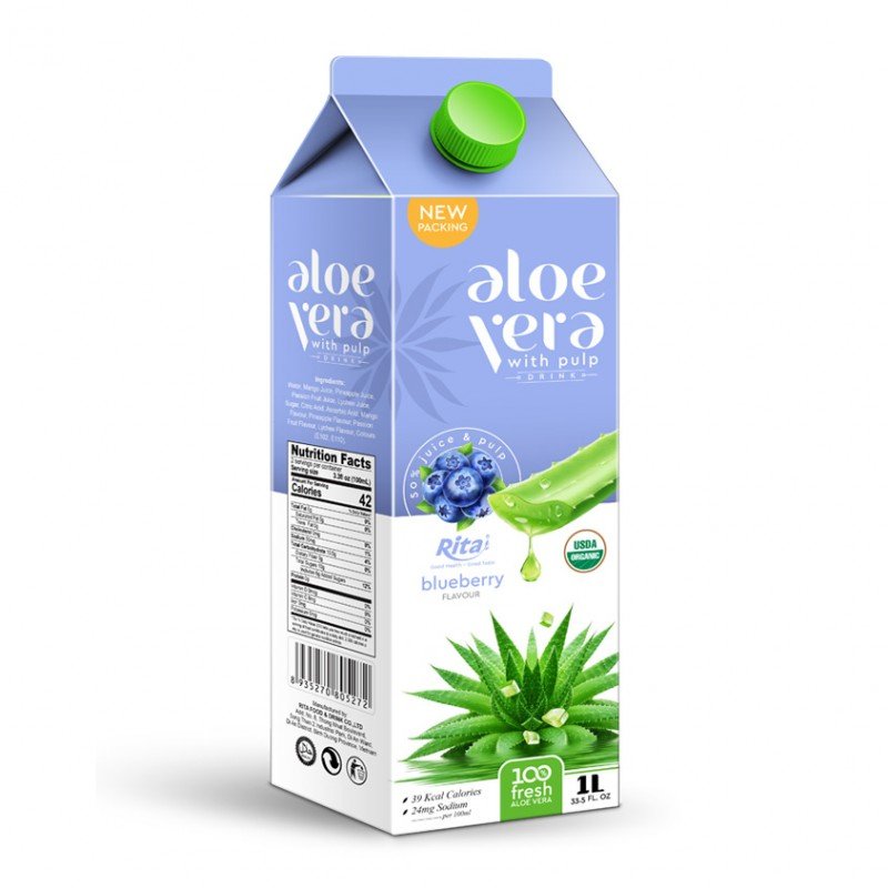 1000ml Paper Box Vietnam Aloe Vera Drink with Blueberry Flavor