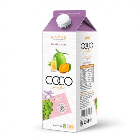 1L Paper Box Coconut Water with Basil Seed Mango Flavor