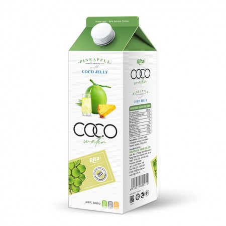1L Paper Box Coconut Water with Jelly Pineapple Flavor