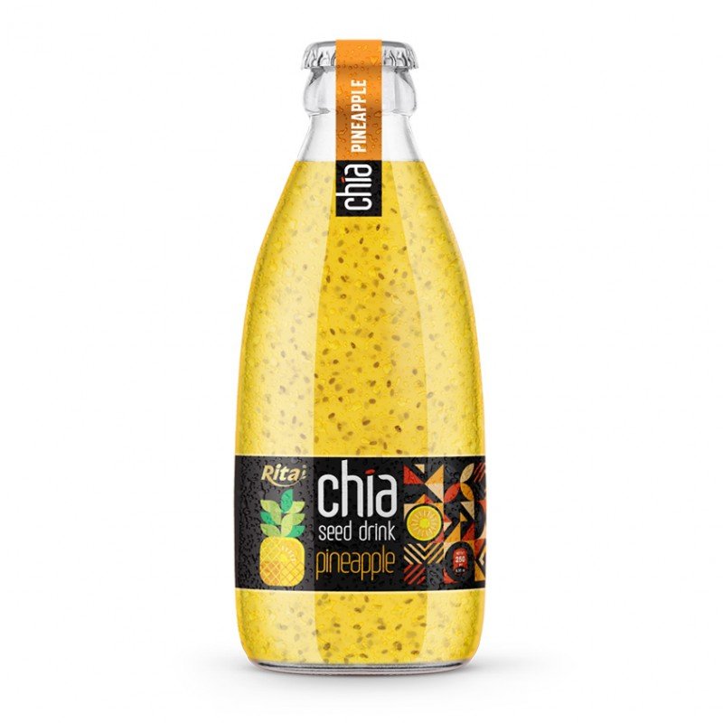250ml glass bottle Chia seed drink with pineapple flavor RITA brand