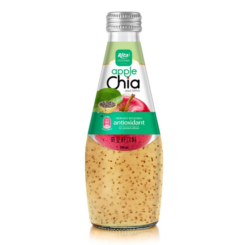 290ml glass bottle Best Chia seed drink with apple diet and antioxidant