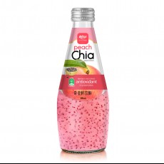 290ml glass bottle Best Chia seed drink with peach healthy and antioxidant
