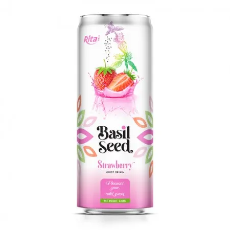 Supplier Basil Seed Drink With Strawberry Flavor 330ml Can Rita