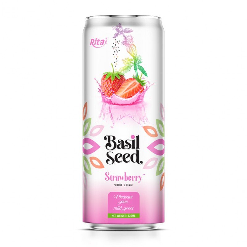 330ml-can Basil-seed Straw-juice