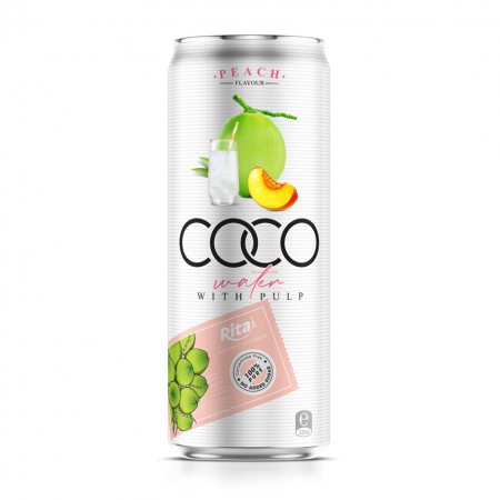 330ml Canned Coconut Water with Peach Flavor