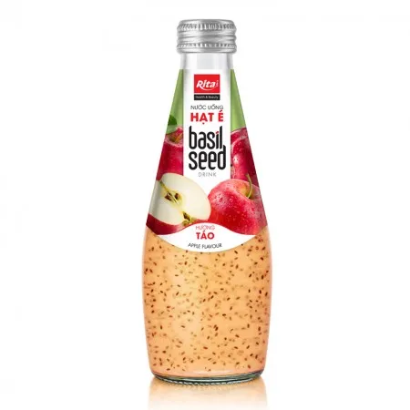 Apple Flavor Basil Seed Drink 290ml Glass Bottle Beverage