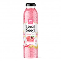 300ml Glass Bottle Basil Seed Drink With Peach Flavor 