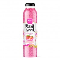 300ml Glass Bottle Basil Seed Drink Strawberry Flavor 