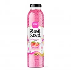 Basil seed drink 300ml glass strawberry