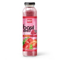  Basil Seed Drink Strawberry Flavor 300ml Glass Bottle