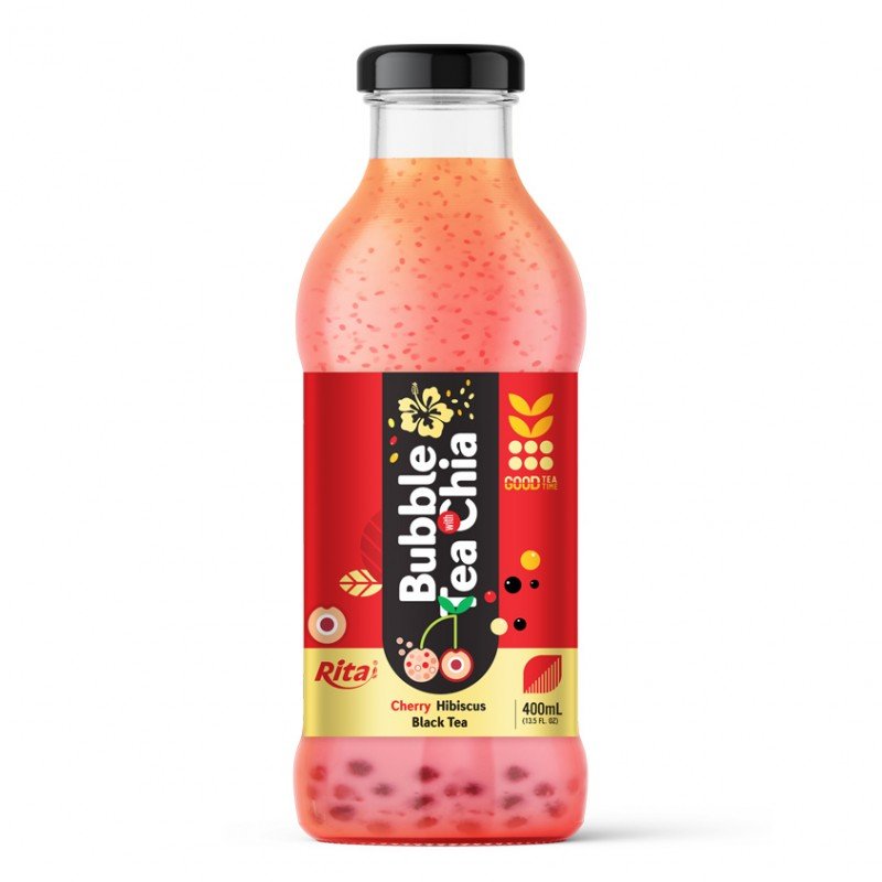 Bubble Tea with Chia 400ml glass bottle Chery 1