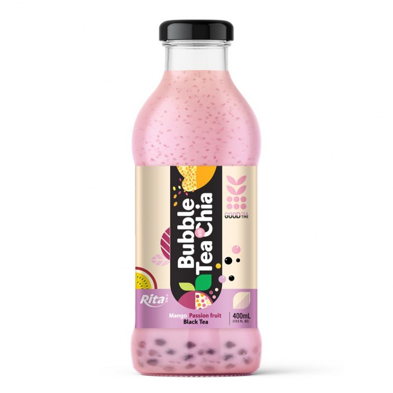 Bubble Tea with Chia 400ml glass bottle Mango