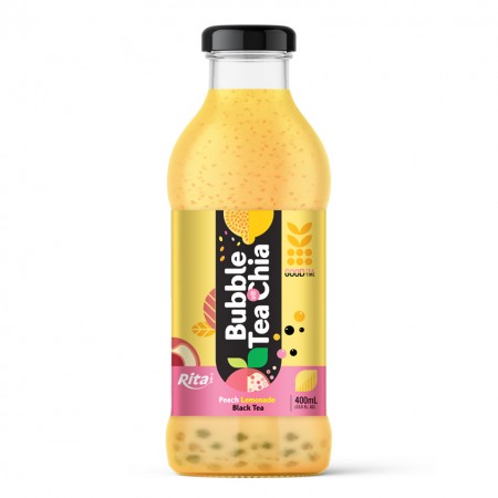 Bubble Tea with Chia 400ml glass bottle Peach 1