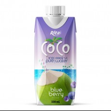 COCO 100 pure coconut water with blueberry flavour 330ml Paper box
