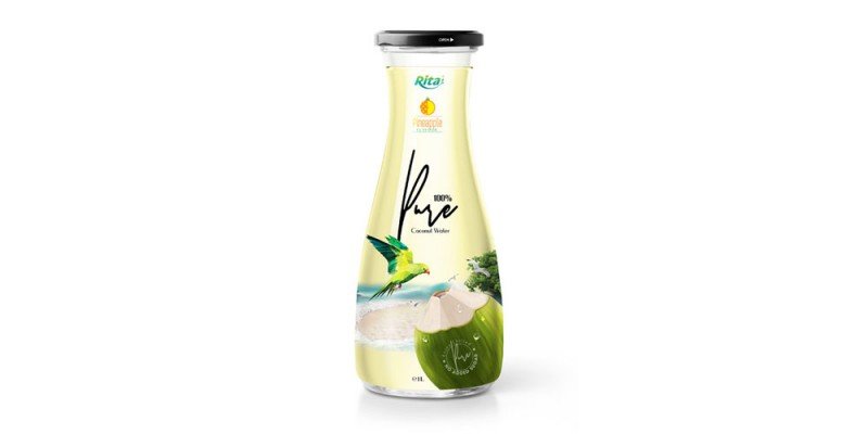 Coconut-water-1L Glass-bottle with Pineapple