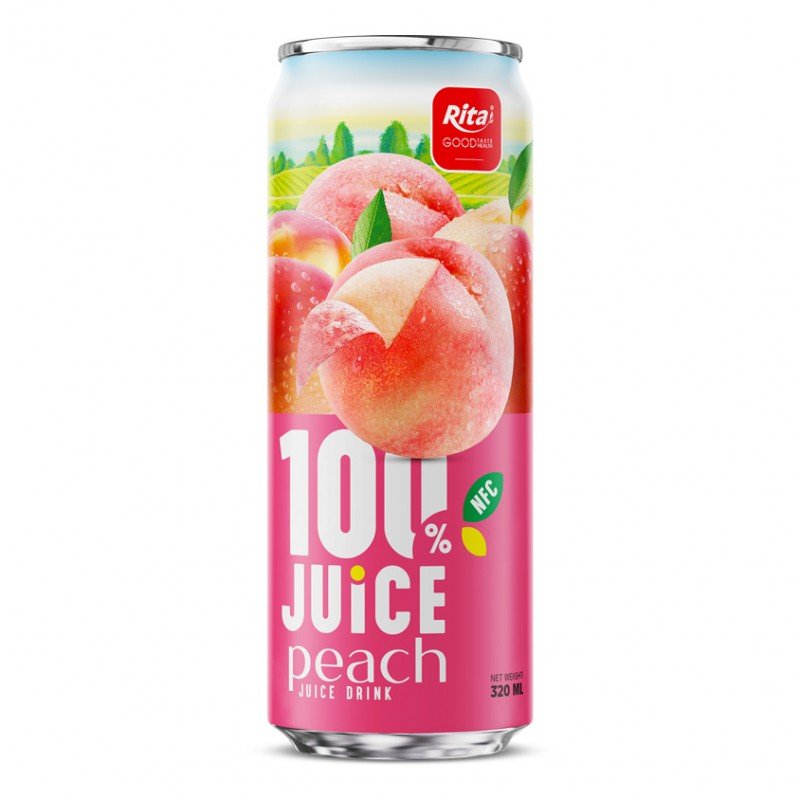 JUICE peach juice drink 320ml sleek can 1
