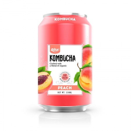 Peach kombucha 330ml can