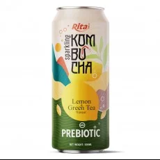 Sparkling Kombucha Prebiotic with lemin and green tea 500ml cans