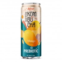 Sparkling Mango Flavor Kombucha Tea Drink with Prebiotic 320ml cans