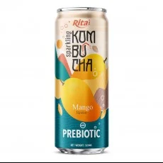 Sparkling Mango Flavor Kombucha Tea Drink with Prebiotic 320ml cans