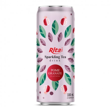 Sparkling Tea drink pomegranate flavor 330ml sleek can