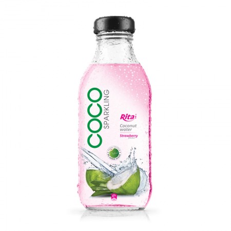 Sparkling coconut water with strawberry 350ml glass bottle Bottle