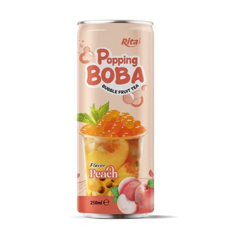 popping boba bubble fruit PEACH TEA  250ML cans